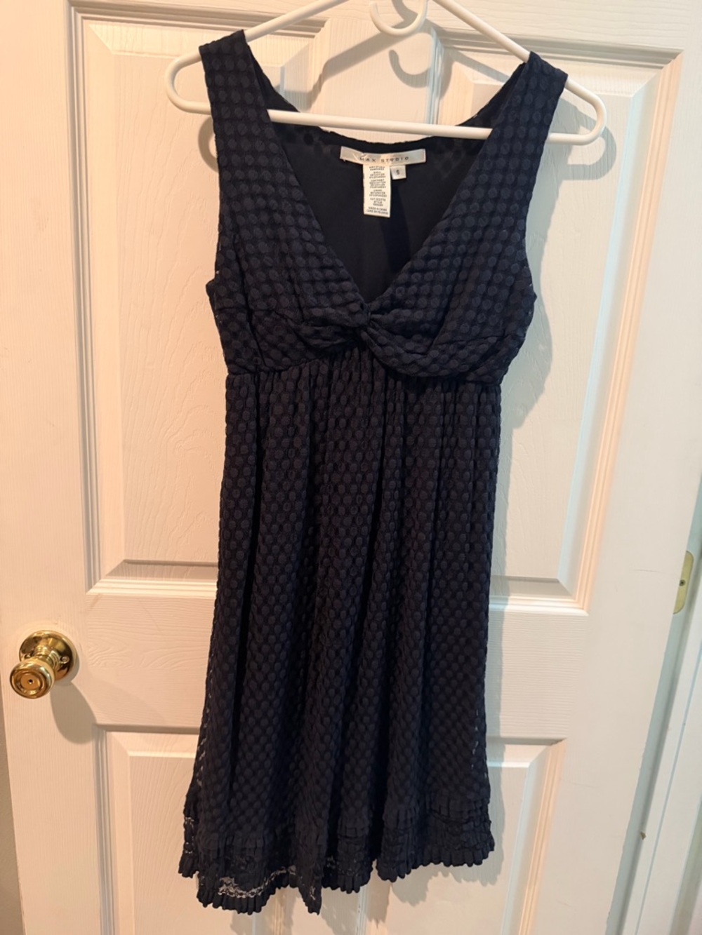 Max Studio Navy Textured Sleeveless Midi Dress